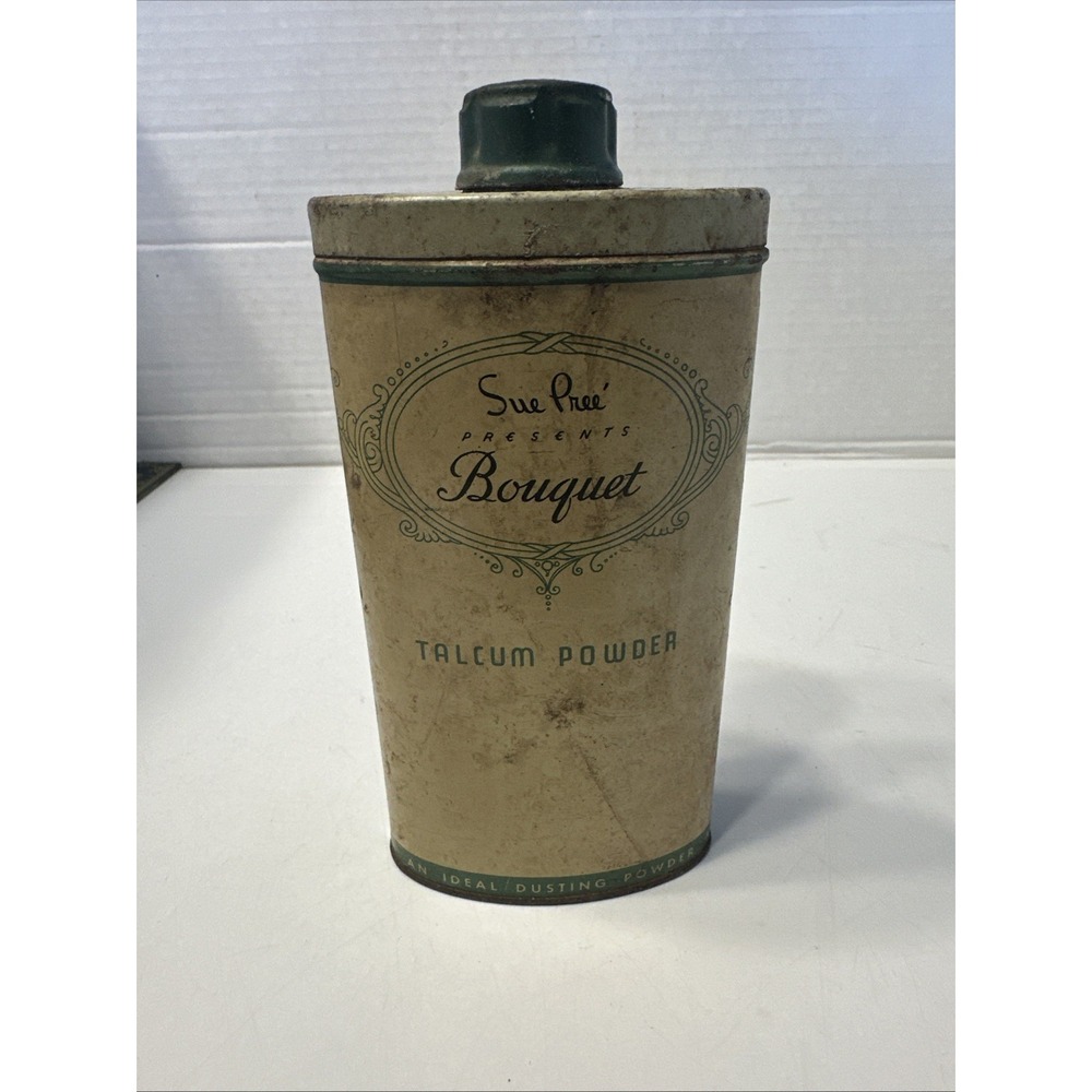 Vintage Sue Pree Bouquet Talc‎ Powder 6 oz tin
